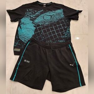 Puma Black and Teal Sportswear Set